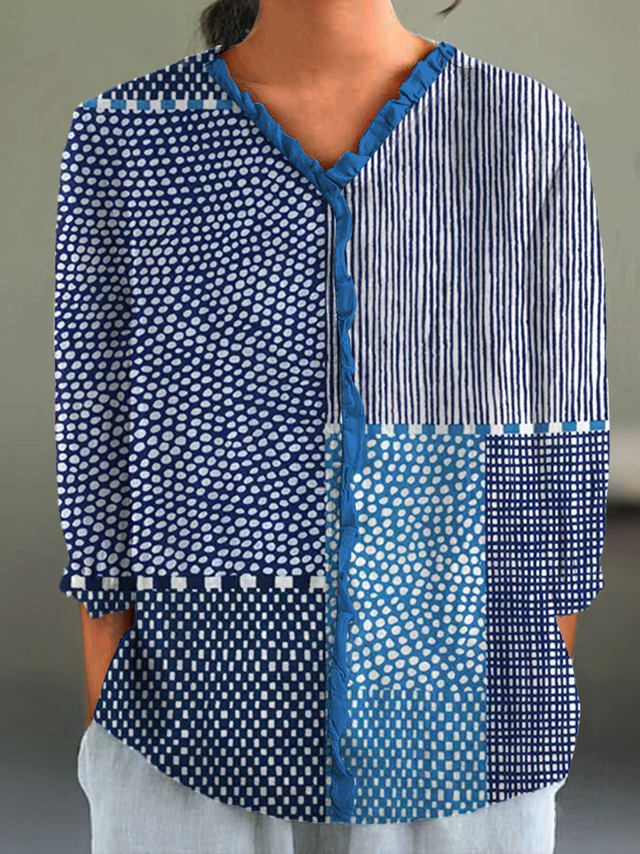 Abstract polka dot stripe art print dress for women