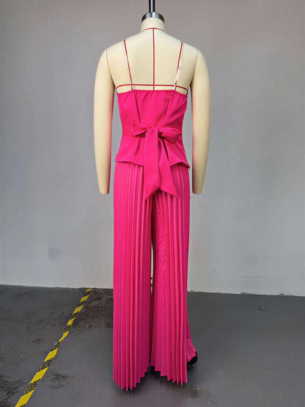 Rhinestone strapless pink peplum and palazzo pants co-ord set
