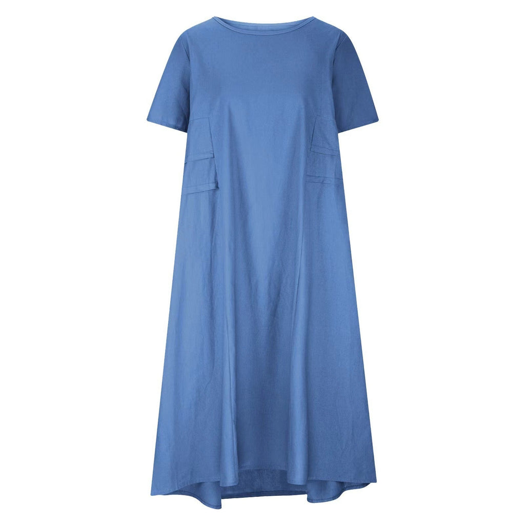 Tiered boho midi dress for women round neck summer style
