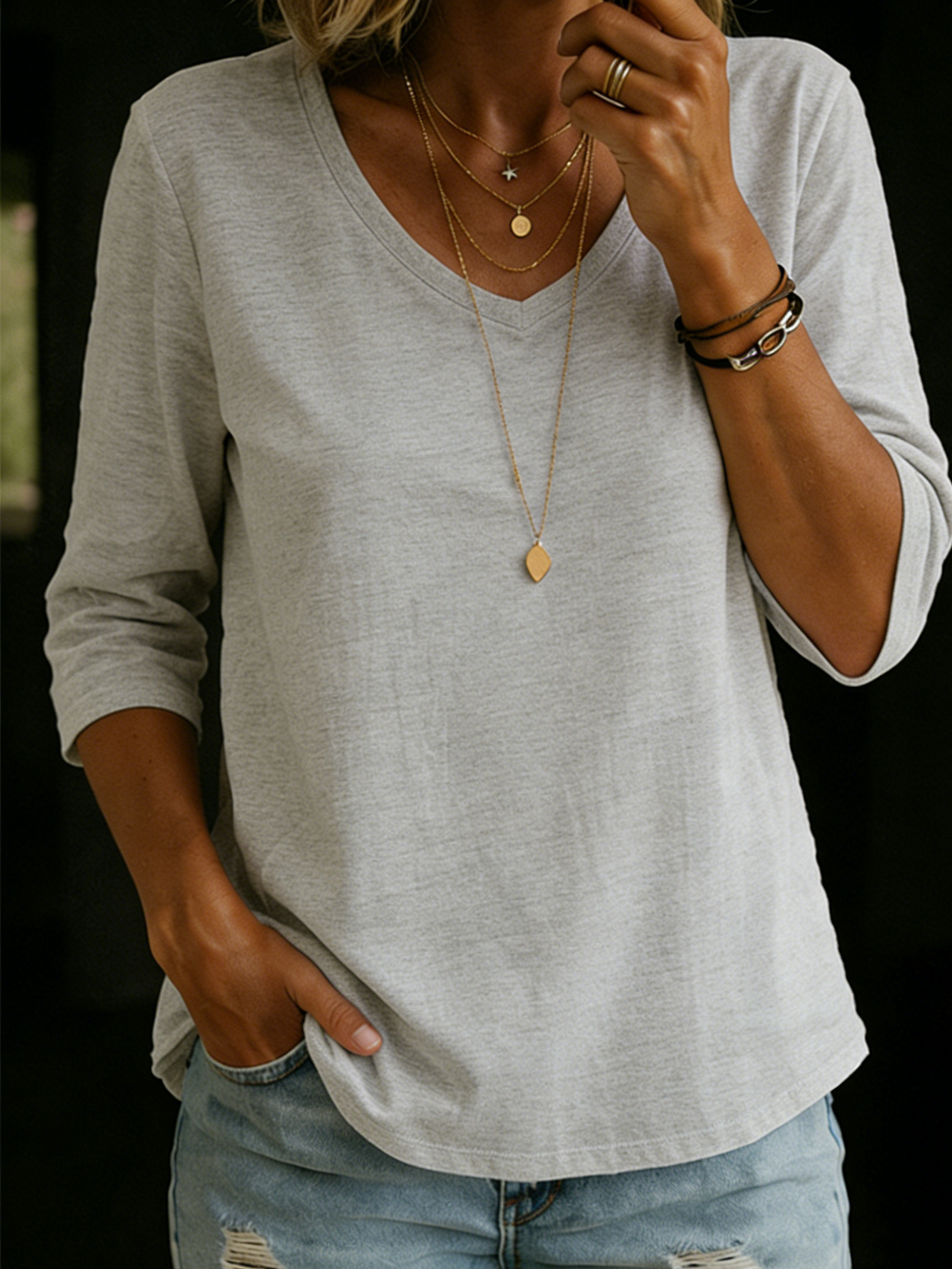 Loose fit cotton tee for women relaxed crew neck