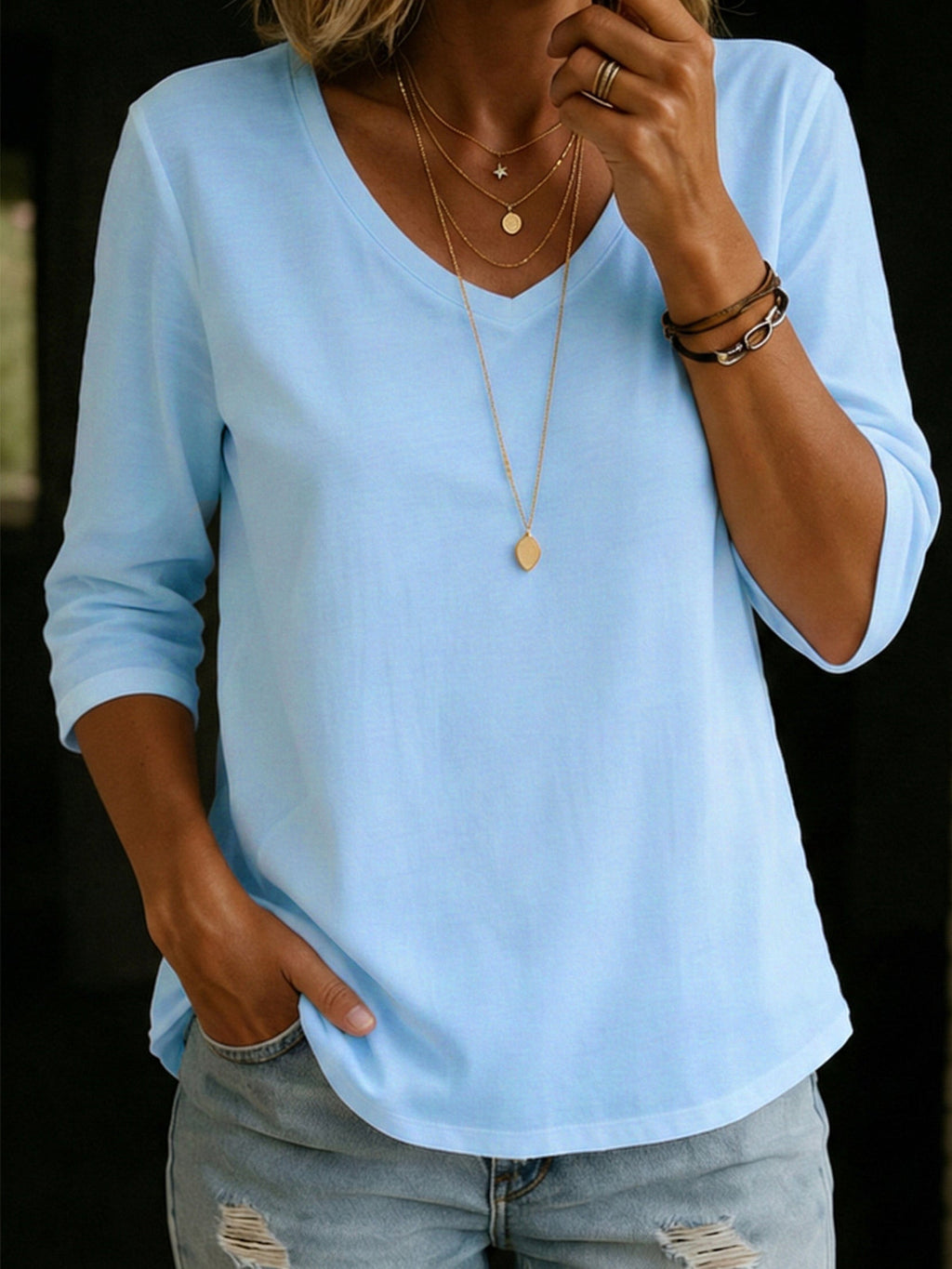 Loose fit cotton tee for women relaxed crew neck